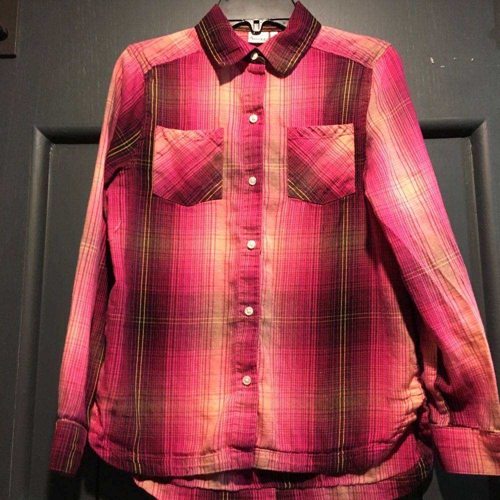 Mudd Girls Plaid Pink Button Down Shirt